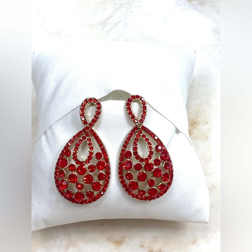 Red Chandelier Drop Earrings